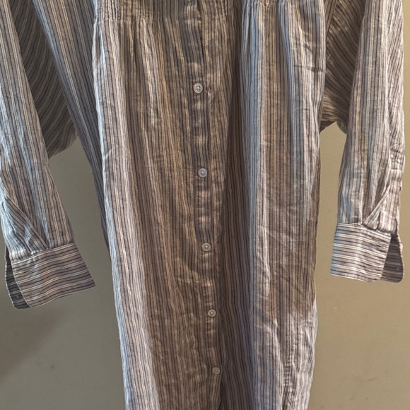 Elizabeth and James Striped Gray Dress with Tan Belt - Picture 8 of 9